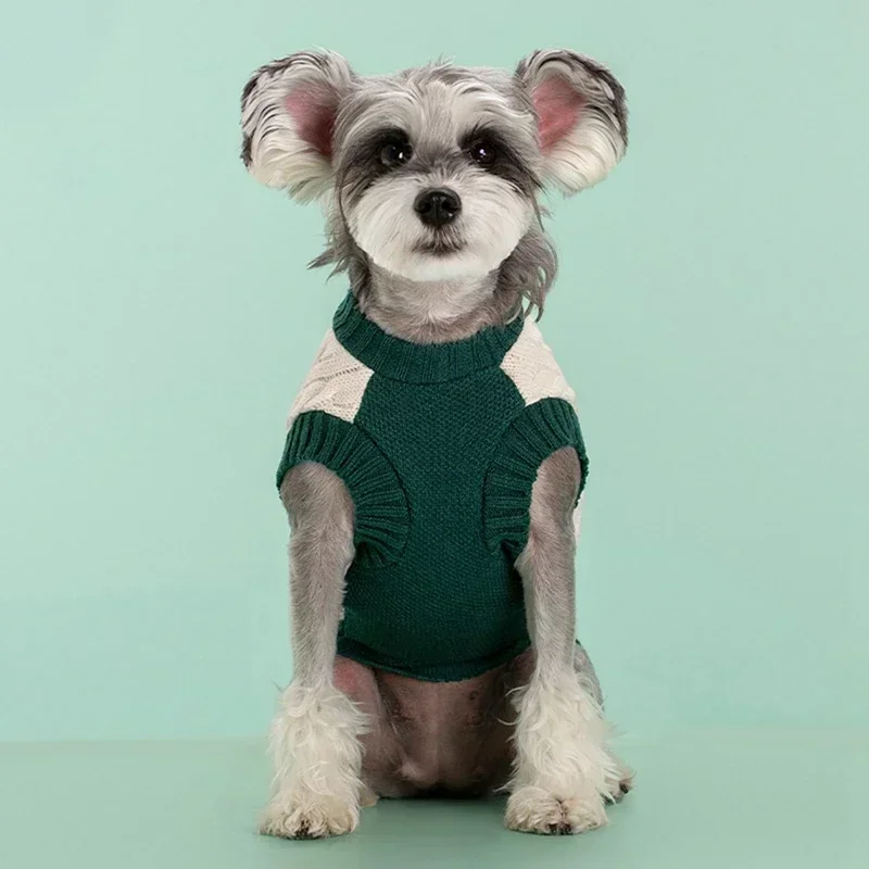 Suéter para perros y gatos, ropa de invierno para mascotas de estilo universitario para perros pequeños y medianos, ropa de punto para cachorros, sudadera Bulldog Chihuahua - imagen 2