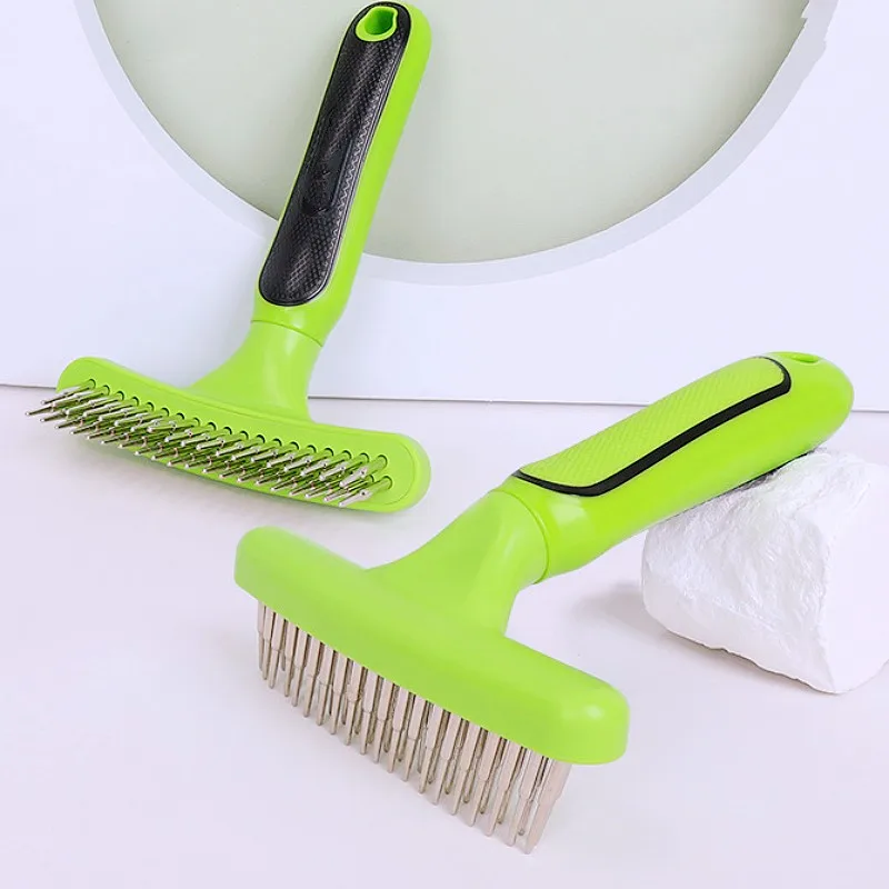 Peine para perros, removedor de pelo para mascotas, cepillo de dientes dobles para perros, cepillo de masaje para gatos, peines de acero inoxidable para el cuidado de perros, productos para mascotas - imagen 5