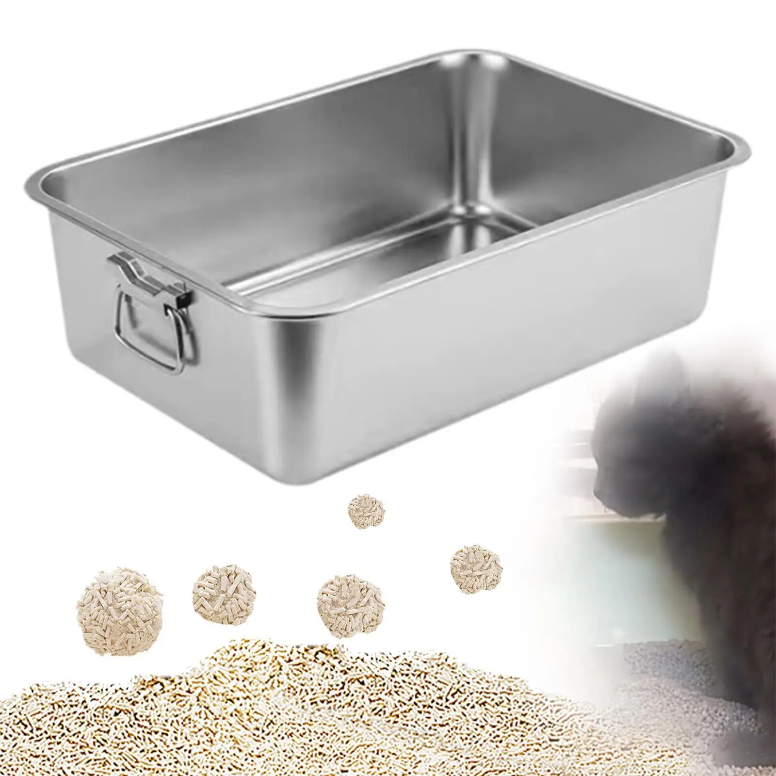 Caja de arena abierta con asas para todo tipo de arena para gatos y gatitos - imagen 4