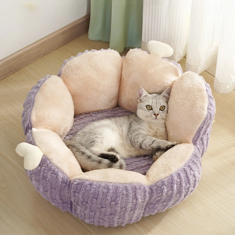 Cama para gatos con forma de Cactus, cama redonda acogedora para gatos, perros pequeños, estera para dormir de gatito de peluche suave, cómoda cama para cachorros