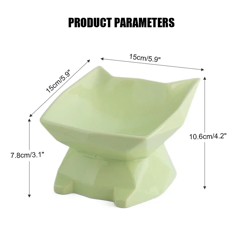 Cuenco rómbico de pie alto para gato, cuencos para perro, Protector de cuello, comida para mascotas, cuenco de agua, suministros de Alimentación de Mascotas de cerámica, cuenco de postre para mascotas - imagen 2