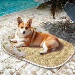 Estera para dormir de verano para mascotas, almohadilla refrescante transpirable, suministros de disipación de calor para gatos, esteras de cama tejidas de mimbre para cachorros y gatitos