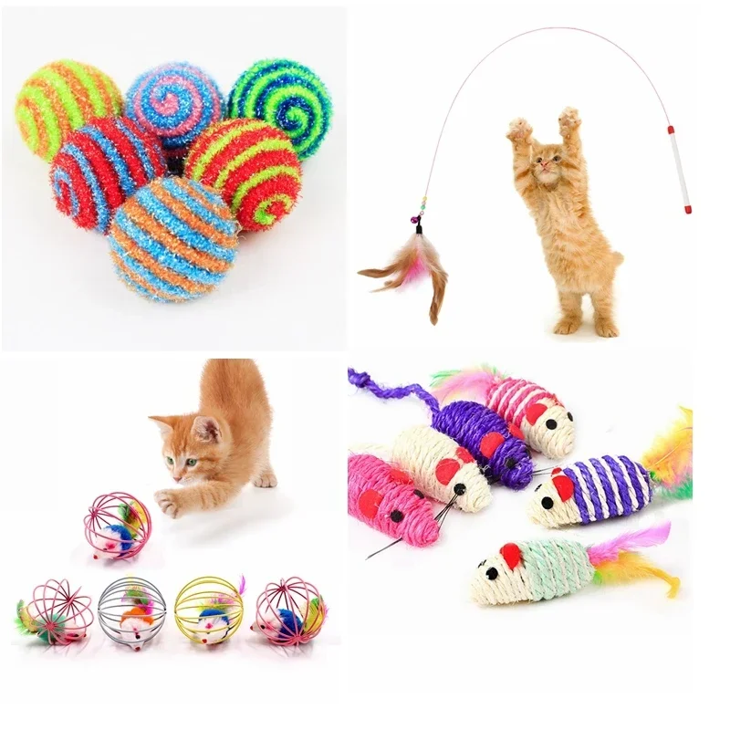 Varita de juguete para gatos, varita de plumas con campana, jaula para ratón, juguetes de plástico Artificial colorido, juguete de rompecabezas para gatos, suministros para mascotas, Color aleatorio, 2 uds. - imagen 2