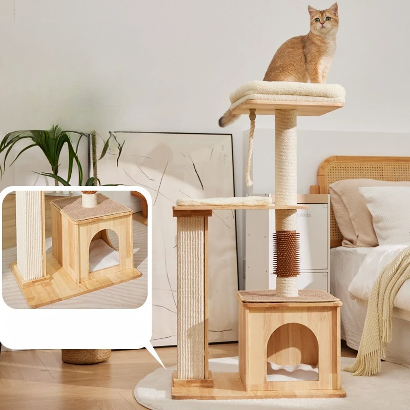 Casa para gatos de interior con rascador, árboles, torres para gatos grandes, juguete alto, hamacas múltiples, herramienta raspadora de parque, portador de silicona - imagen 2