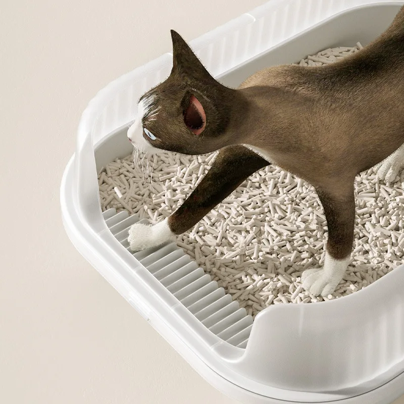 Caja de arena para gatos grande semicerrada con inodoro para gatos a prueba de salpicaduras elevado, suministros para mascotas - imagen 2