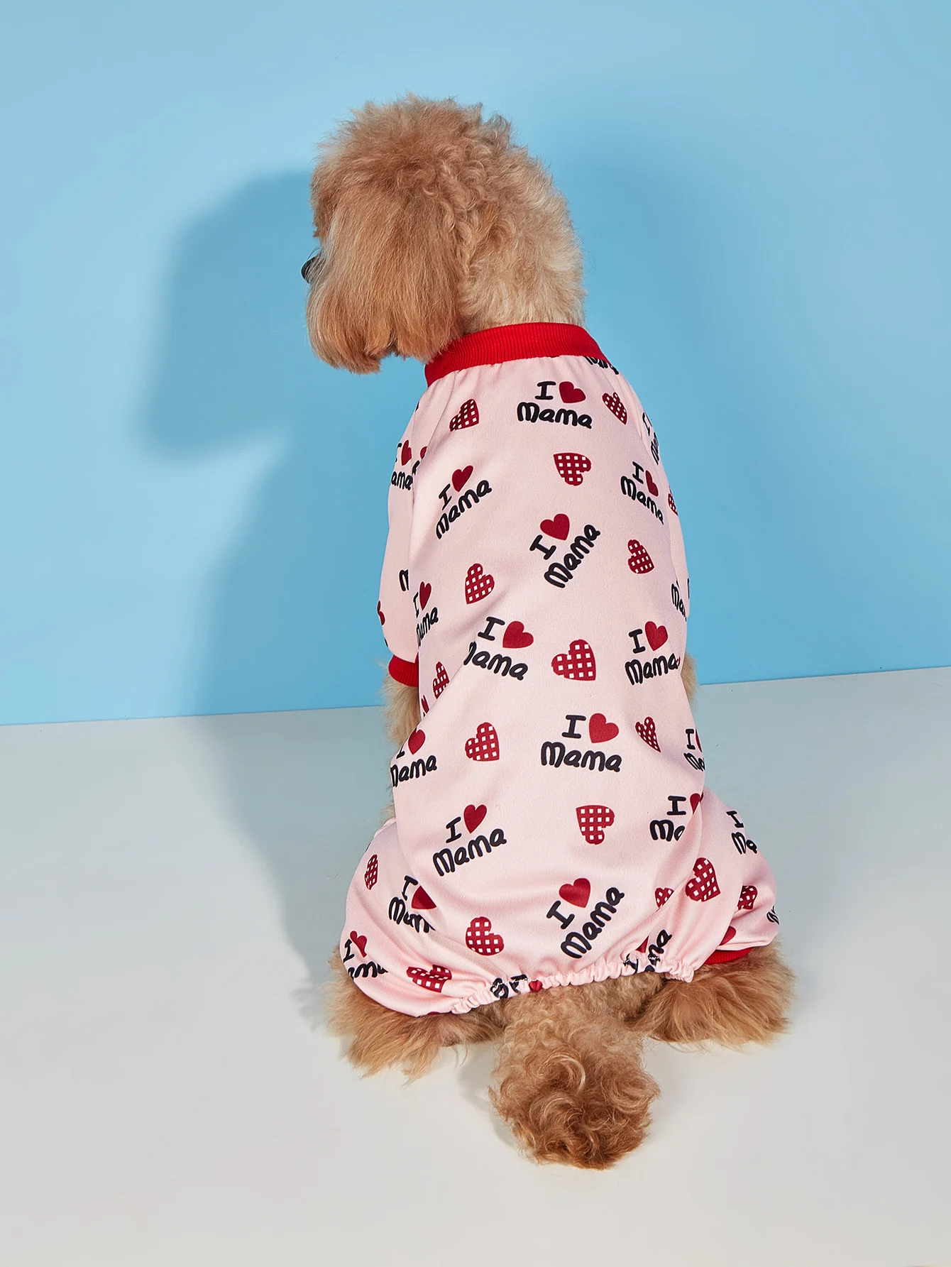 Ropa para mascotas, mono con estampado de corazón para perro, pijama I LOVE mama I LOVE papa, ropa para perros y gatos, disfraz PJs para uso diario - imagen 2