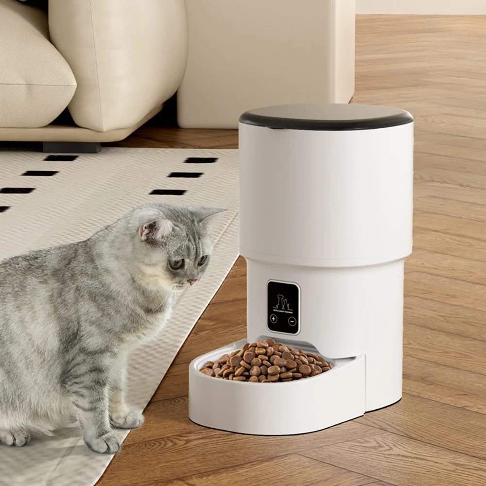 Alimentador automático inteligente para mascotas, 4L, WiFi, 2 estilos, máquina de alimentación para gatos, control remoto blanco para teléfono móvil, alta calidad