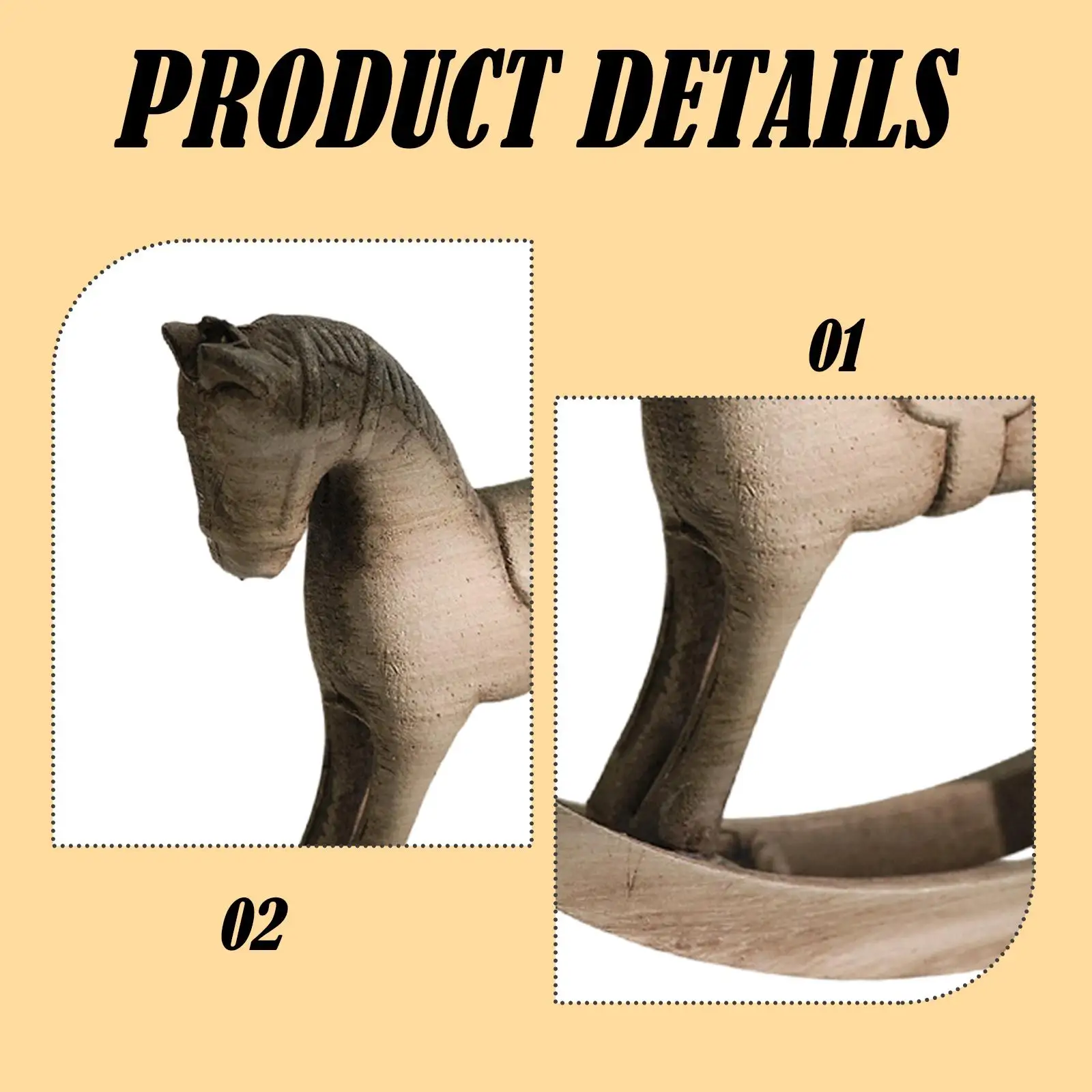 Adorno de estatuilla de caballo mecedora de madera Retro artístico multifuncional para escritorio - imagen 5