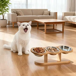 Cuenco comedero acero inoxidable regulable para gatos y perros