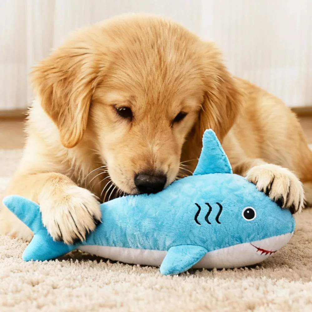 Juguete gigante para perros con tiburón, juguete de peluche duradero para mascotas para juegos autónomos, diseño resistente a masticar para aliviar el aburrimiento, - imagen 2