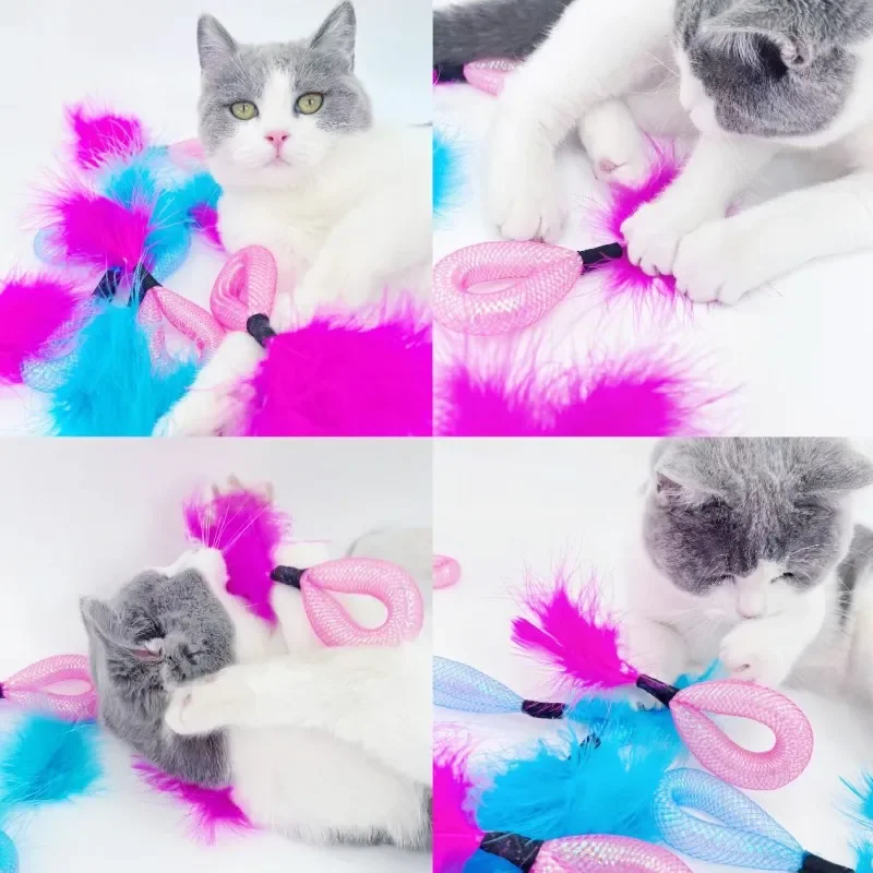 Juguete para gatos, palos para gatos con plumas, divertidos juguetes para gatos, rompecabezas suave interactivo, juguete para mascotas, entrenamiento para gatitos, juguetes flexibles para gatos, suministros para mascotas - imagen 3