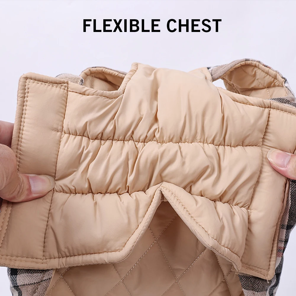 Chaqueta impermeable para perros, ropa Reversible con patrón a cuadros para perros pequeños, medianos y grandes, abrigo suave y cálido para perros con pecho Flexible - imagen 5