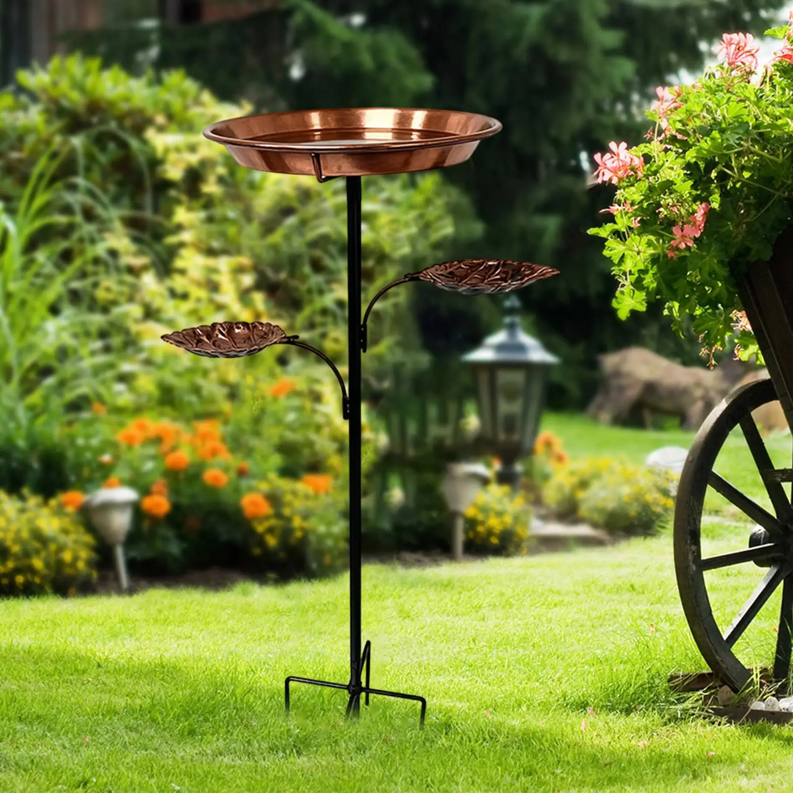 Baño de pájaros al aire libre, decoración de jardín, comedero para pájaros, decoración duradera con estaca de 5 puntas para jardín al aire libre, patio trasero - imagen 4