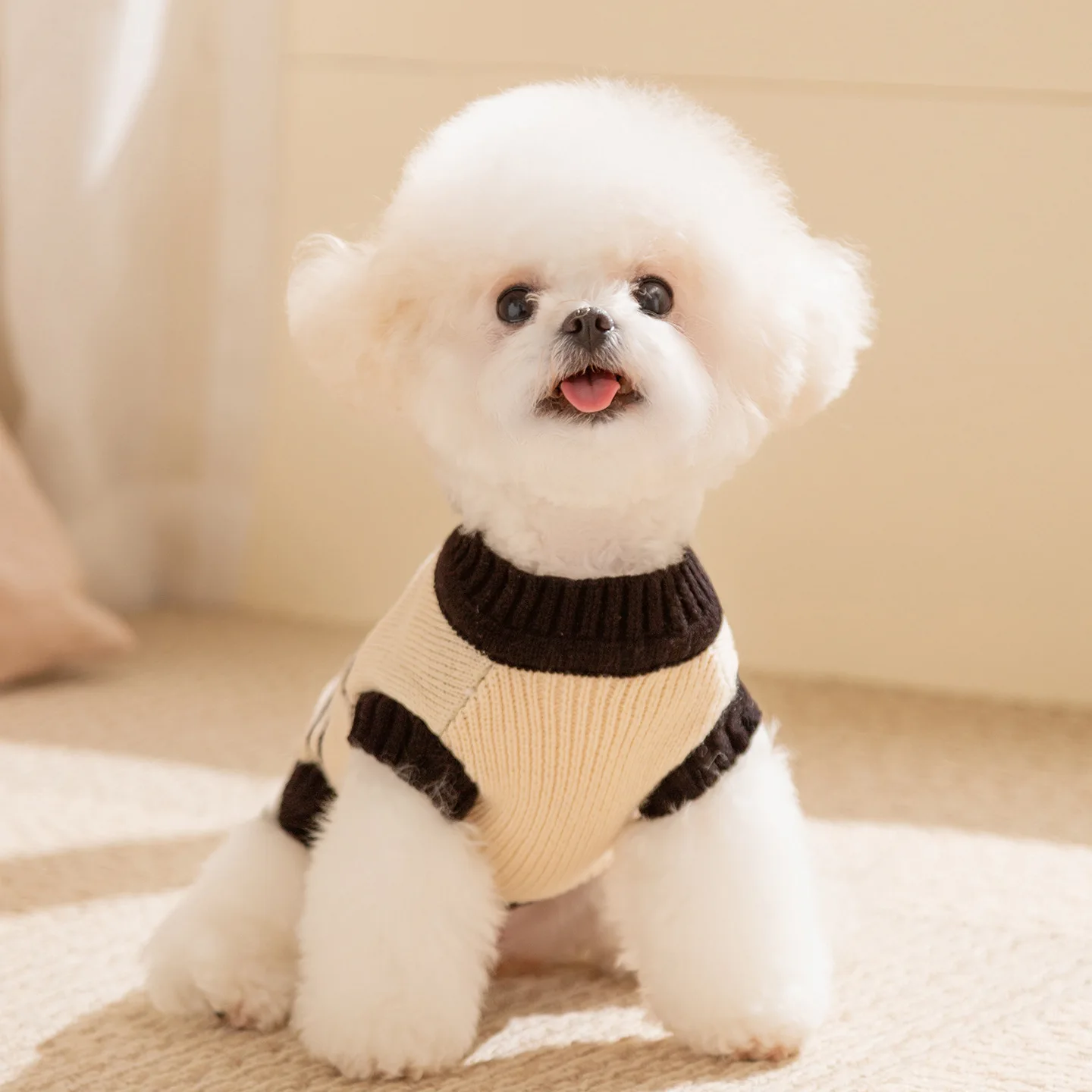 Otoño Invierno Linda Chaqueta de punto sin mangas suéter cálido para perros pequeños medianos chaqueta para gatos para perros pequeños - imagen 2