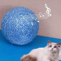 Juguete interactivo sisal para gatos con campana – Bola tejida grande