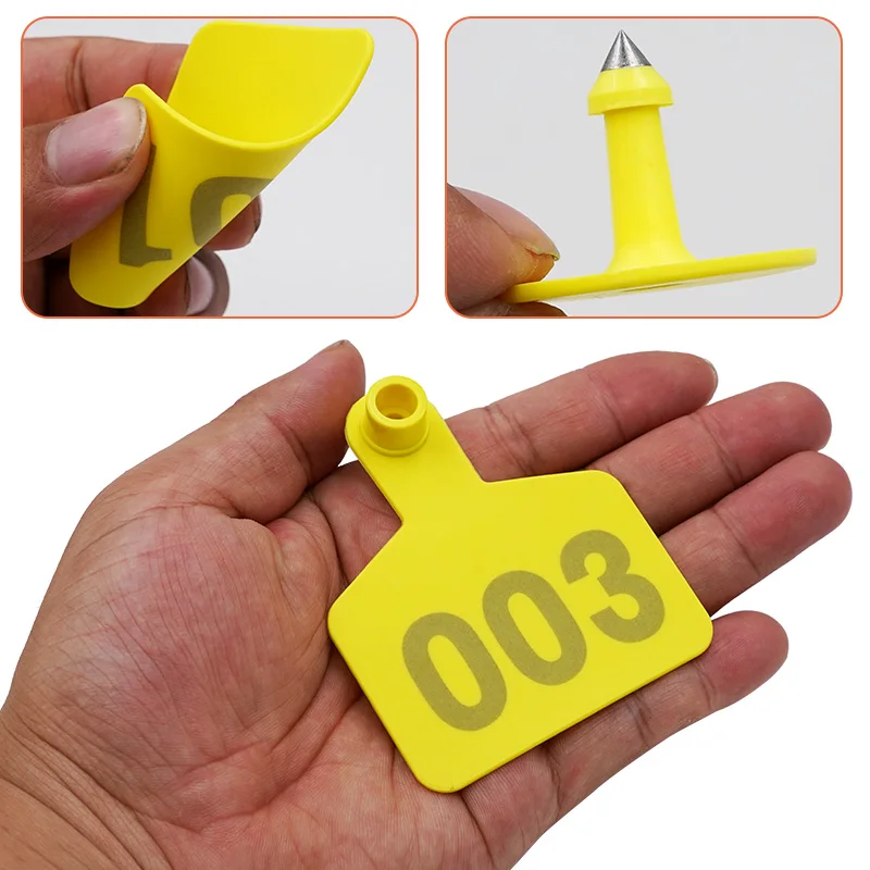 100 Uds. Etiquetas para orejas de ganado, ganado, cabra, tarjeta para orejas de cerdo, alicates para etiquetas para orejas de animales y 2 pines para ganado, ovejas, cerdos - imagen 3