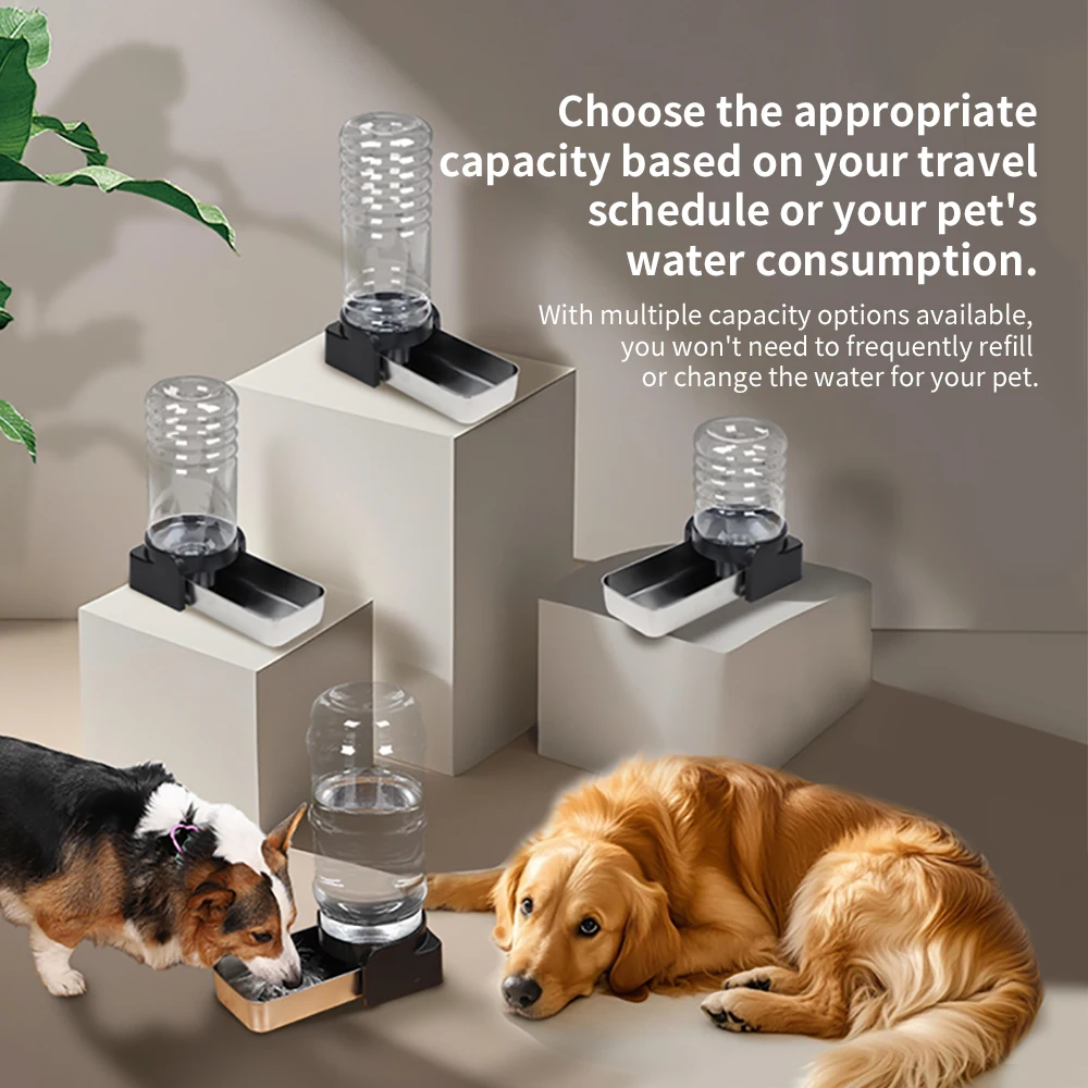 Dispensador de agua para mascotas de acero inoxidable de plástico estable sin fugas de gran capacidad para gatos y perros - imagen 3