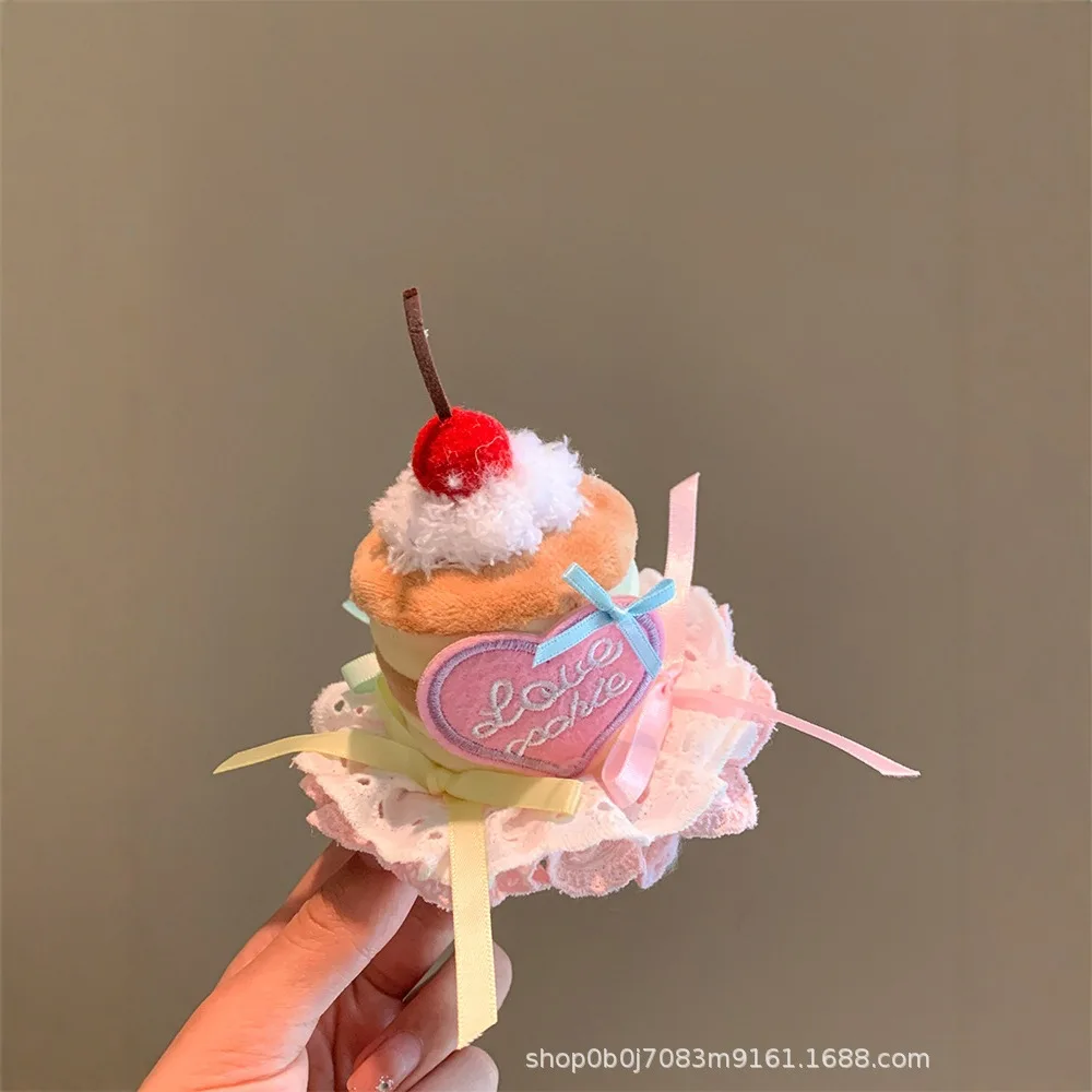 Sombrero de pastel de cereza rosa para mascotas, horquilla para perro, accesorios de decoración para fotos de fiesta, sombreros de cumpleaños, accesorios para cachorros - imagen 3