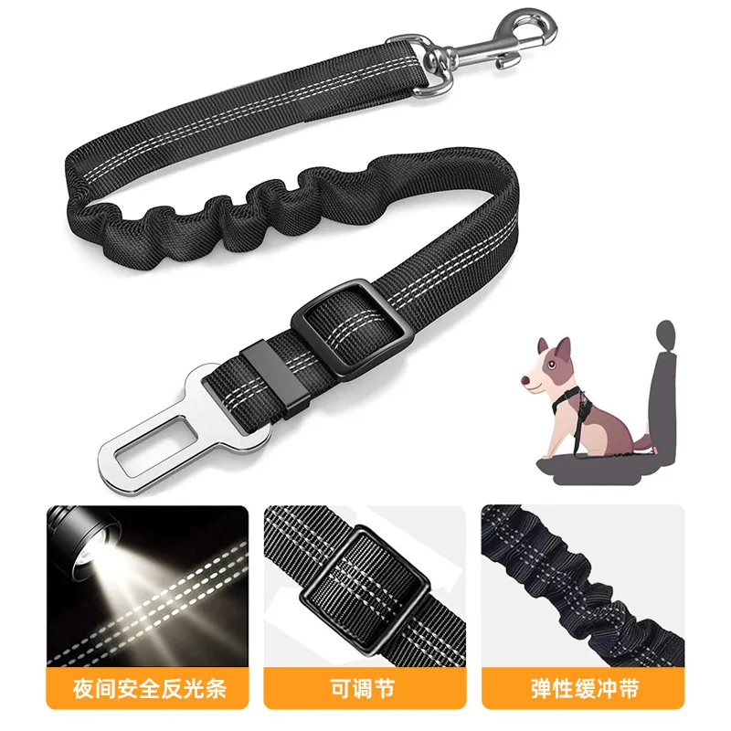 Cinturón de seguridad de nailon duradero para perros pequeños y grandes, cuerda de seguridad elástica reflectante ajustable para cachorros, cuerda de seguridad para coche de viaje, Bulldog Francés - imagen 2