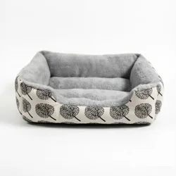 Cama felpa suave para perros y gatos con estampado árbol antideslizante
