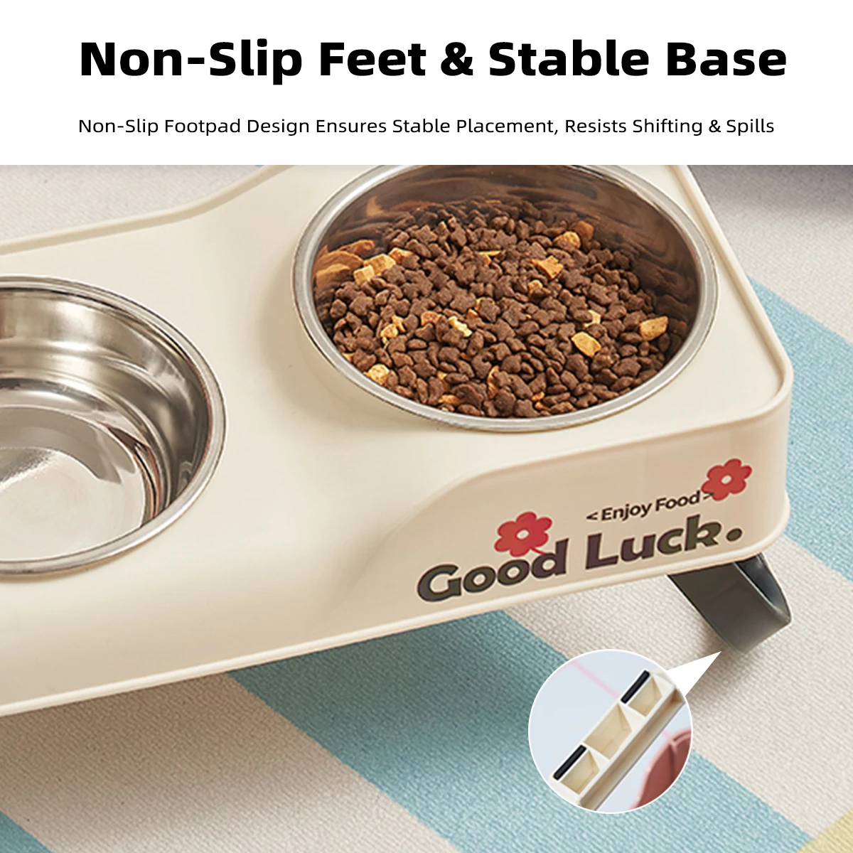 Un cuenco antideslizante para mascotas con diseño alto-bajo y personalidad de Color dopamina, plato de alimentación para perros y gatos para perros medianos a pequeños - imagen 4