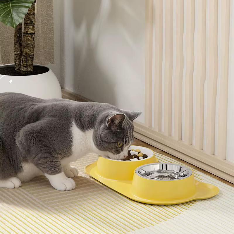 Comedero lento para gatos y perros – Tazón doble antiestrangular - imagen 4