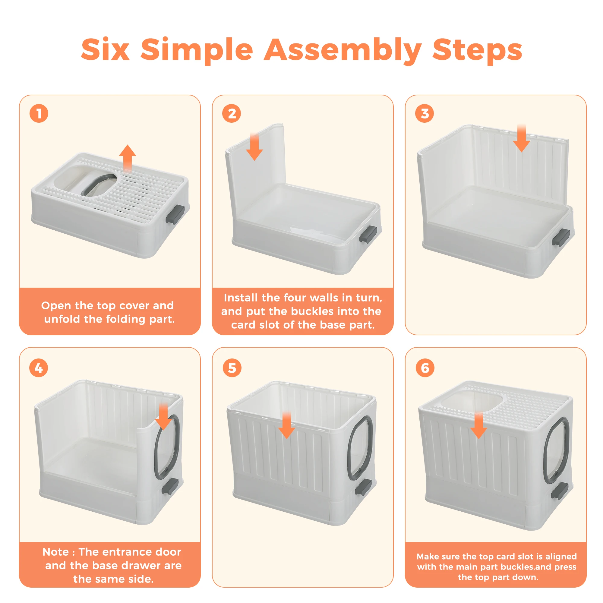 Caja de arena para gatos de gran tamaño con tablero para rascar, suministros para mascotas, inodoro para gatos estilo cajón cerrado - imagen 5