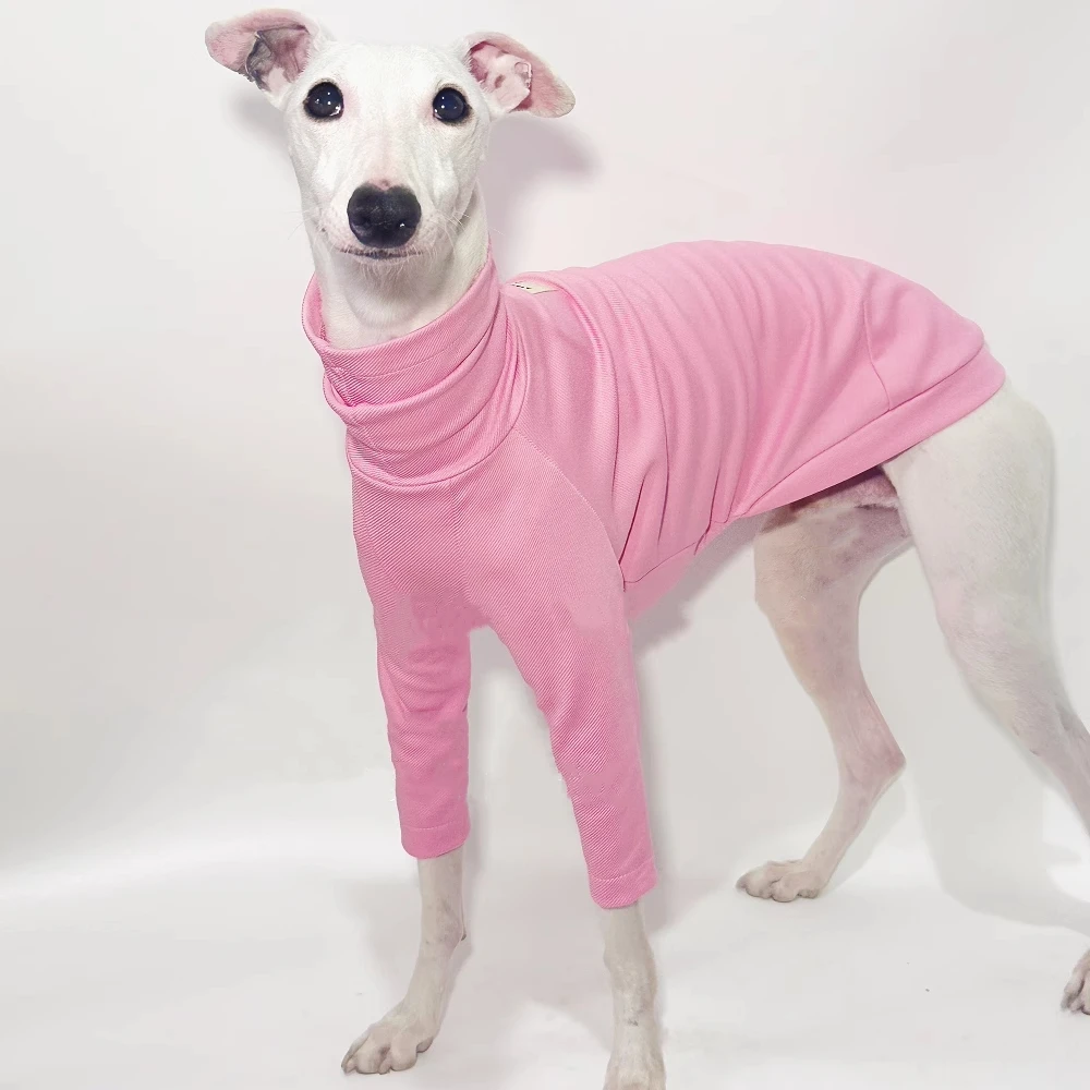 Camiseta rosa de algodón para primavera, abrigo gris suave de manga larga para galgo italiano, ropa para perros Whipbit, ropa de descanso de cuello alto para cachorros - imagen 5