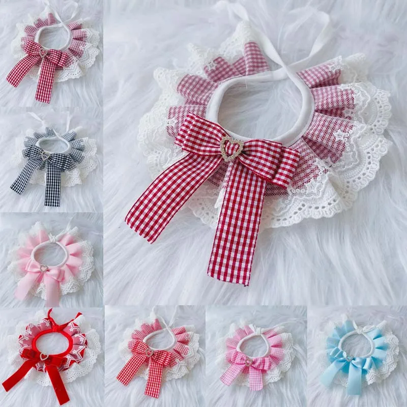 Baberos con lazo a cuadros para perro, Collar, bufanda de encaje, pajaritas lavables, pañuelo, pañuelos, Collar para cachorro y gato, accesorios para mascotas, Baberos para perros y gatos, Bandanas - imagen 5