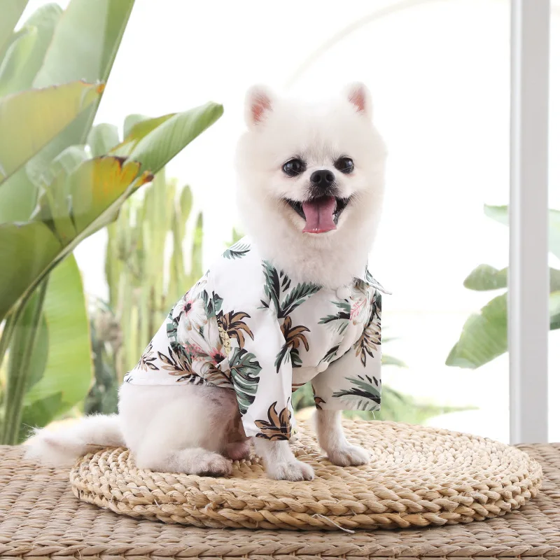 Camisa hawaiana de estilo playero para perros, ropa de verano para perros, camisa fina transpirable para gatos, chaleco con estampado bonito para cachorros, ropa para Chihuahua - imagen 5