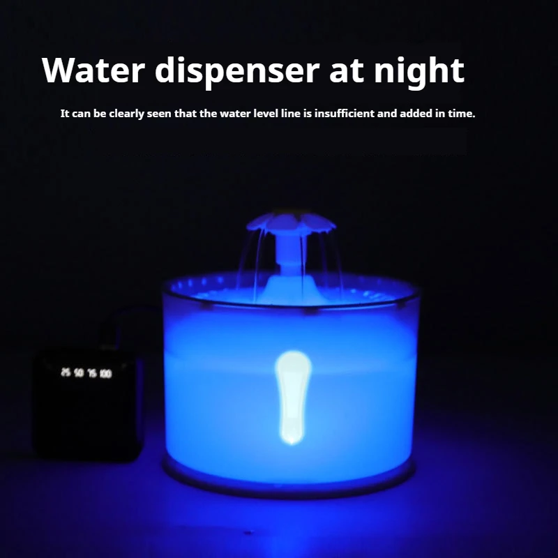 Dispensador de Gato para mascotas de 2,4 L, fuente de agua potable, filtros de carbón activado, contenedor alimentador automático LED, interfaz USB - imagen 3