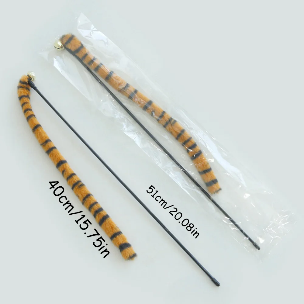 Varita teaser de cola de gusano para gato con campana, juguete interactivo de felpa para gatos, alivia el aburrimiento, ayuda para masticar y la dentición, - imagen 5