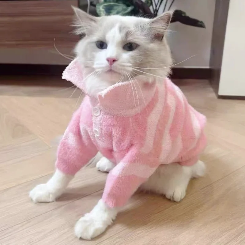 Lindo suéter de punto a cuadros para perros, ropa de invierno para perros, suéter Polo suave a la moda para cachorros, jerséis cálidos de felpa para gatos, disfraz para mascotas Chihuahua - imagen 4