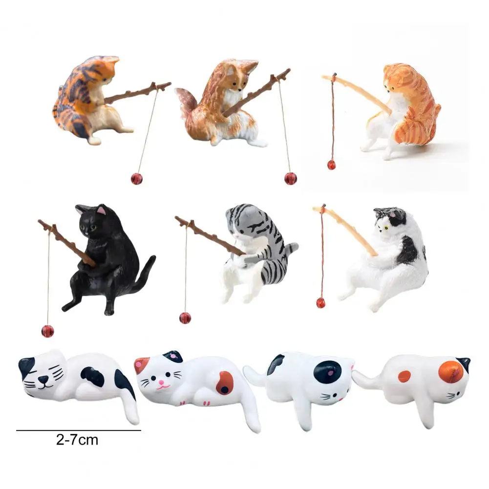 Decoración de acuario de dibujos animados para pecera, estatua de gato pequeño realista, paisajismo, bricolaje - imagen 4