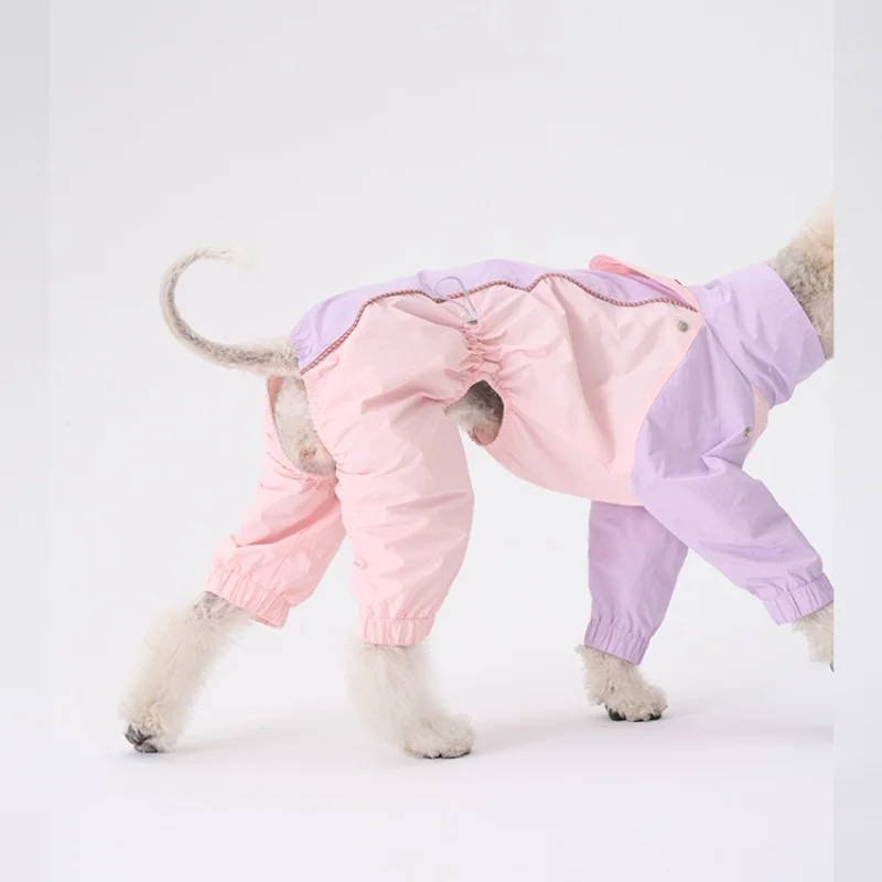 Traje impermeable ligero para Bedlington, abrigo rosa fino transpirable de verano de cuatro patas, sombrero para impermeable de galgo italiano para perros - imagen 2