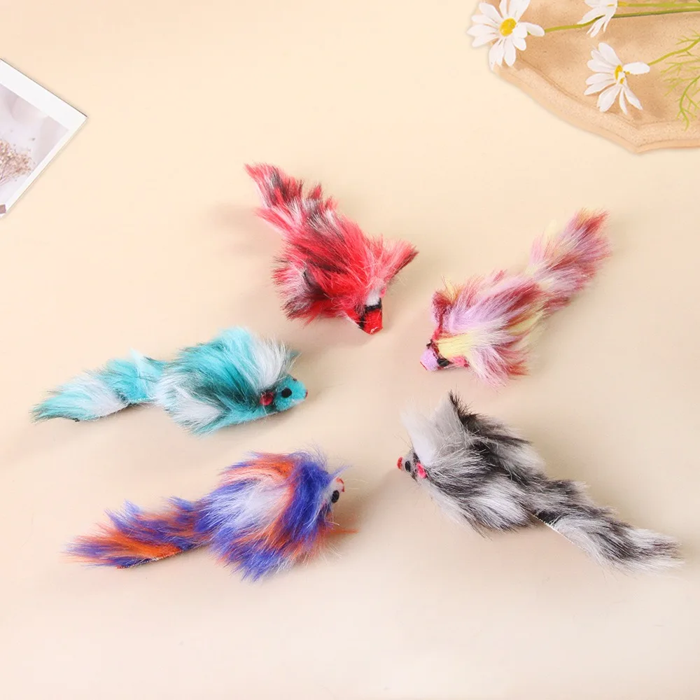 Juguetes de peluche coloridos para gatos, ratones falsos interactivos, juguetes adecuados para gatos pequeños, productos para mascotas - imagen 5