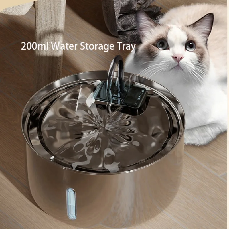 Dispensador de agua para mascotas de acero inoxidable de 7L, fuente de agua automática para gatos, fuente con filtro USB para perros y gatos, alimentador inteligente para beber - imagen 5