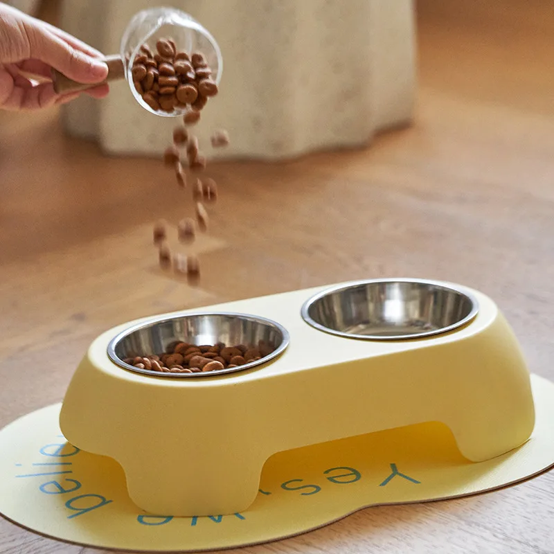 Cuenco de acero inoxidable para mascotas, juego de platos dobles, antideslizante, antipunta, gran capacidad, cuenco alimentador de agua para comida para perros y gatos para mascotas - imagen 2