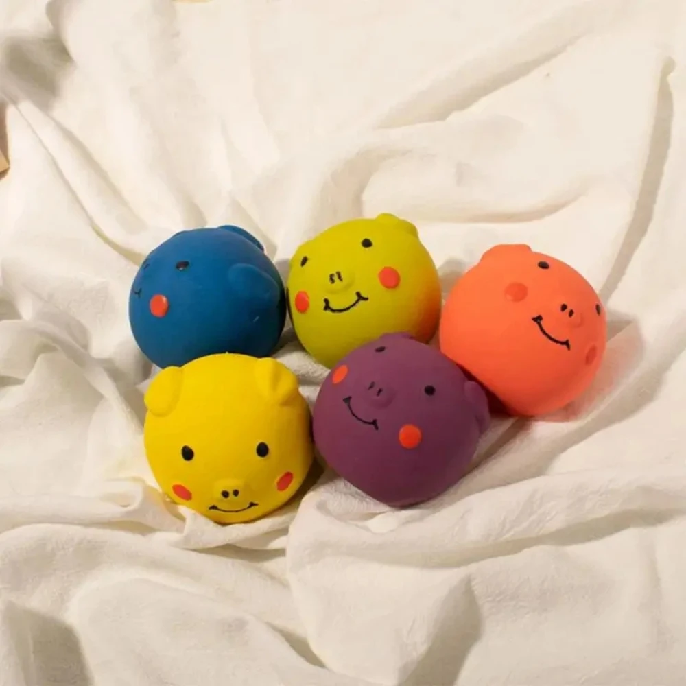Juguetes chirriantes para perros pequeños, bolas para cachorros con forma de cerdo, juguetes para la dentición, juguetes para mascotas, diversión para cachorros y perros de interior, masticar y jugar - imagen 2