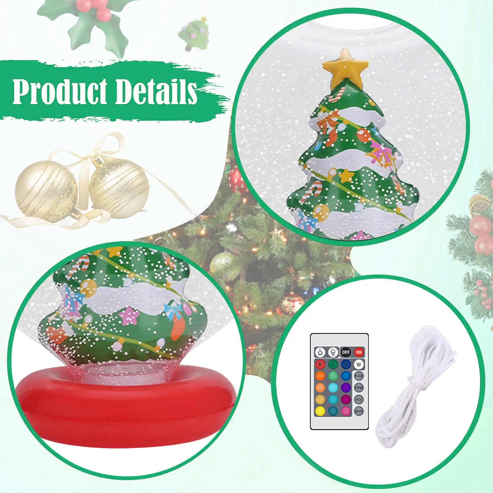 Glowing Inflatable Christmas Ball, Hanging Ornament, Xmas Blow up Ball for Outside Party Outside Front Door Glowing Inflatable Christmas Ball, Hanging Ornament, Xmas Blow up Ball for Outside Party Outside Front Door