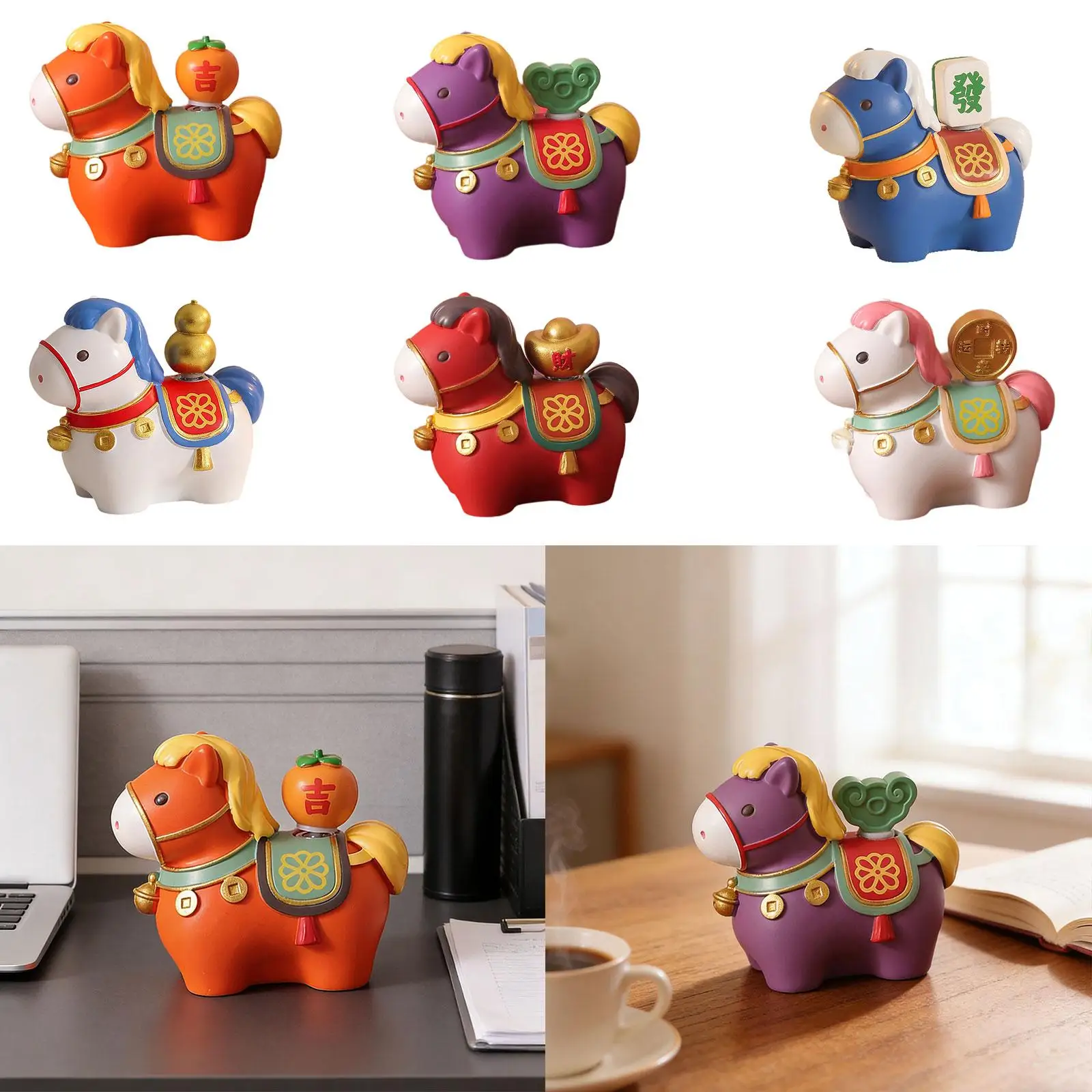 Bonita estatuilla de caballo de resina, accesorios en miniatura, decoración coleccionable para sala de estar o escritorio de estudio - imagen 3