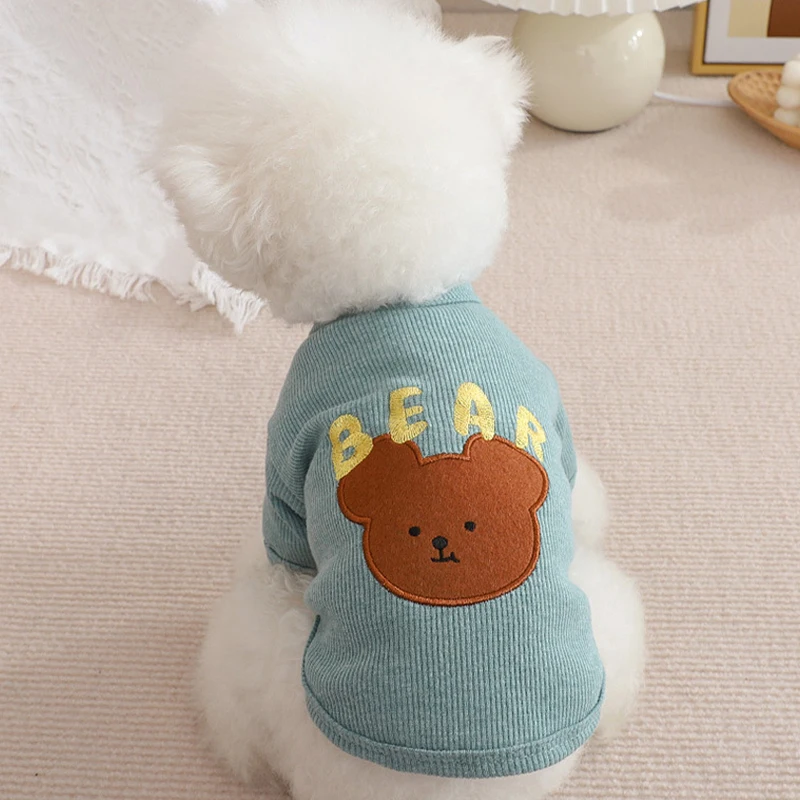 Ropa bonita de verano para cachorros, chaleco con estampado de oso de manzana para perros, sudadera para gatos y perros, camiseta interior para caniche Bichon de Chihuahua, camiseta para perros 2025 - imagen 3