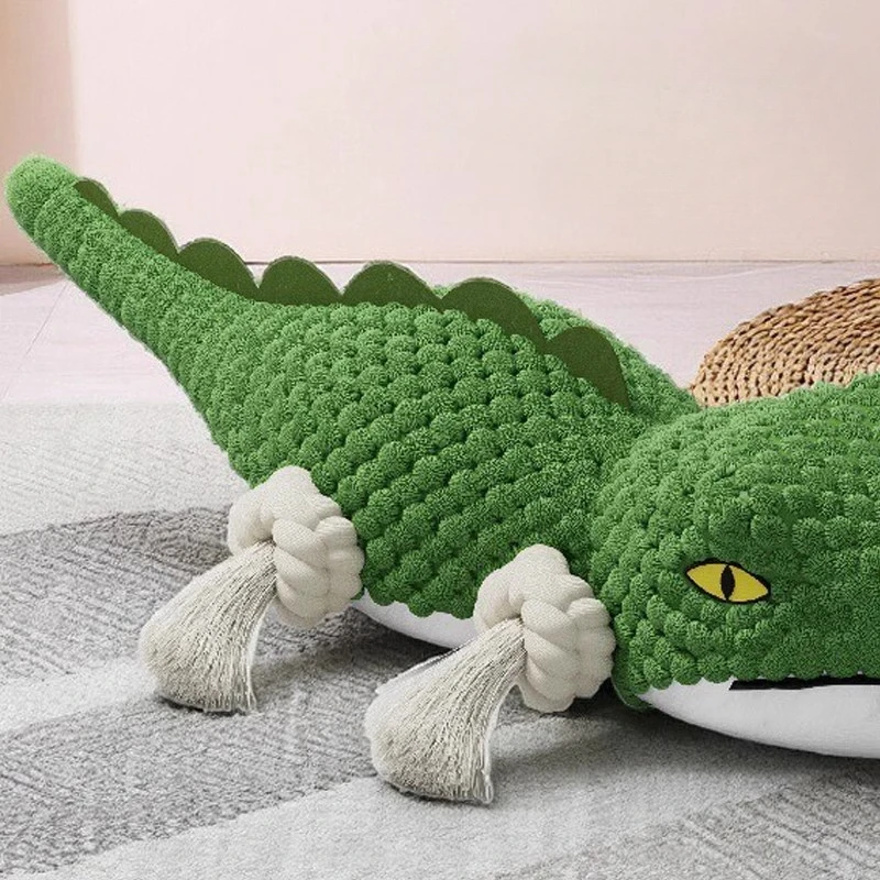 Juguetes de peluche para perros, suministros interactivos para mascotas, juguete de molienda de dientes resistente al masticable para interiores, productos de juego para cachorros con forma de cocodrilo - imagen 2