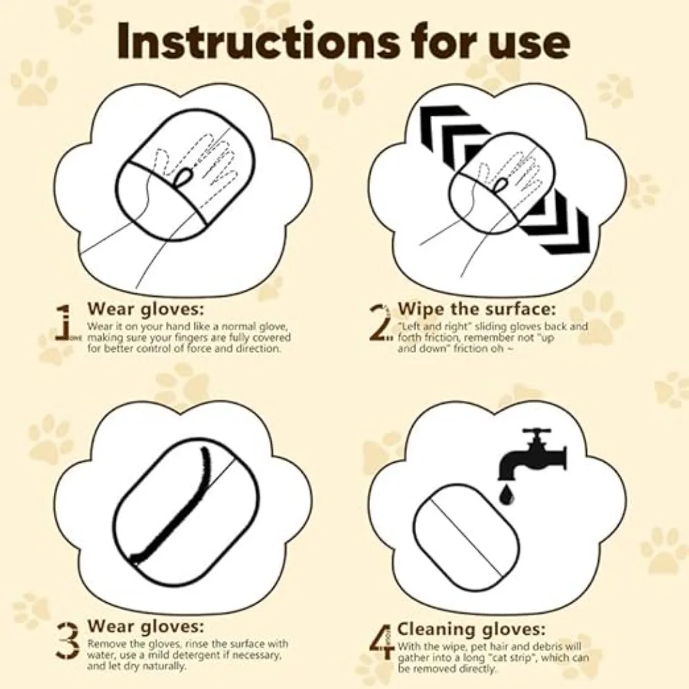 Guantes de eliminación de mascotas, removedor de pelo electrostático reutilizable para perros y gatos, herramienta de aseo, guantes de depilación electrostáticos bidireccionales - imagen 5