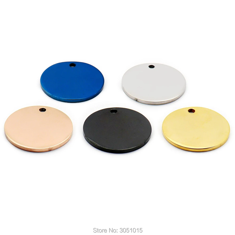 Venta al por mayor, 20 piezas, etiquetas redondas de identificación para perros, nombre de Metal, decoración personalizada de acero inoxidable pulido para cachorros, placa antipérdida para gatos - imagen 3