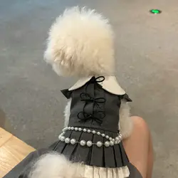 Falda plisada estilo coreano para perros bichón frise y gatos pequeños