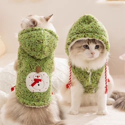 Regalo de Navidad, suéter para mascotas, ropa Adorable para perros, cárdigan con capucha de Sherpa con diseño de muñeco de nieve, suéter, disfraz festivo para gatito