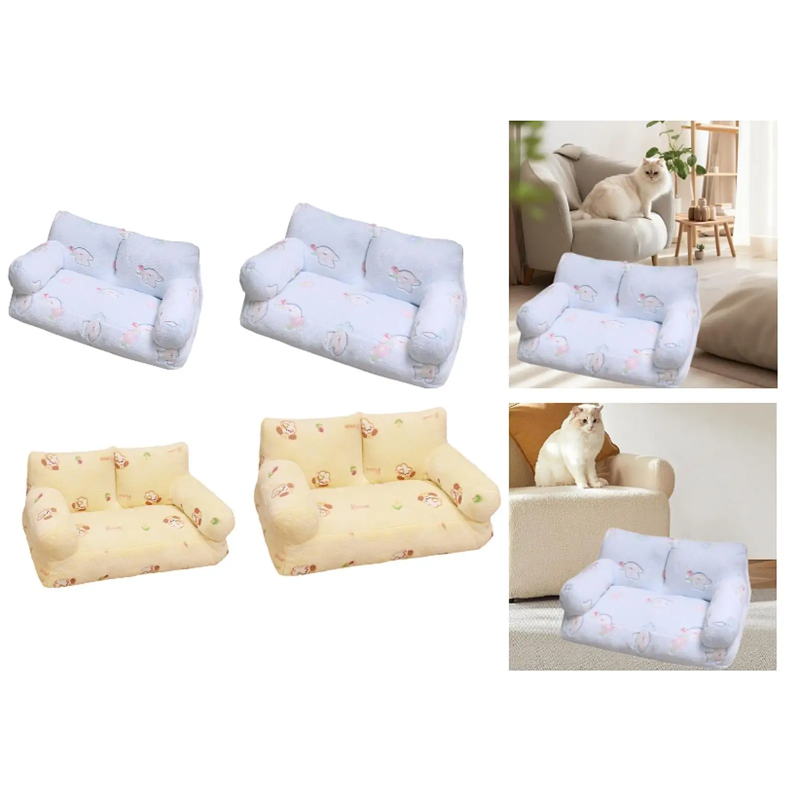 Pet Sofa Bed All Seasons Non Slip Base Soft Comfortable Pet Couch Puppy Sleeping Bed for Cat Small Dogs Kittens Puppy All Breed