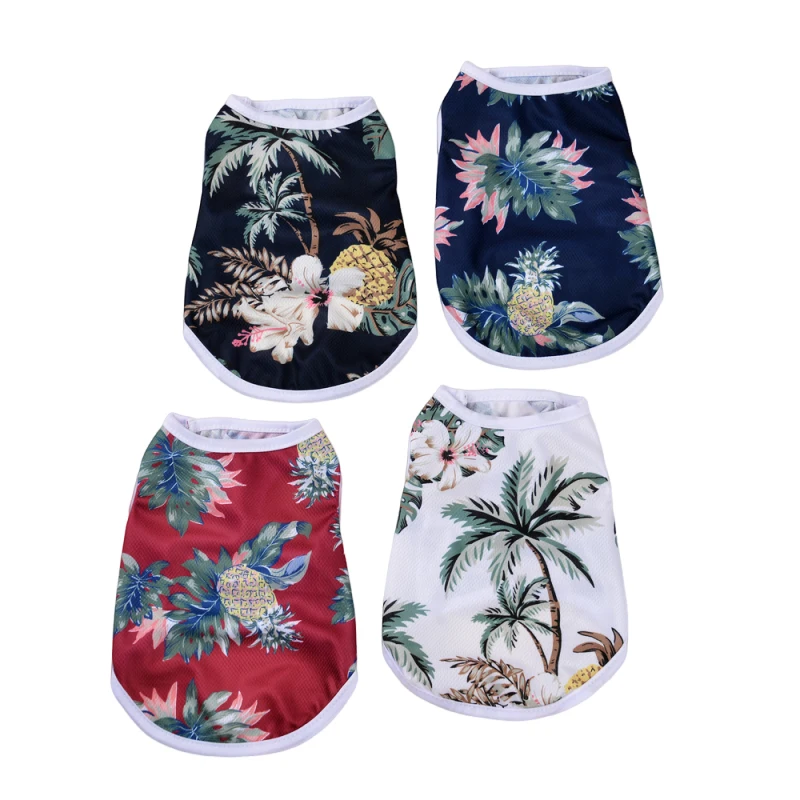 Ropa para perros pequeños y medianos, estilo Hawaiano, chaleco transpirable fresco para mascotas, camiseta fina para cachorros, trajes de playa para Yorkie, 3 uds. - imagen 4