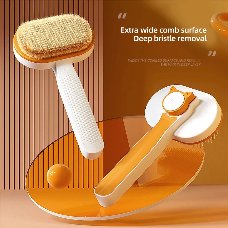 HOOPET-peine de masaje de limpieza para gatos y perros, herramienta de aseo, limpieza de cabello con un solo toque, cepillo para mascotas para gatos y perros - imagen 5